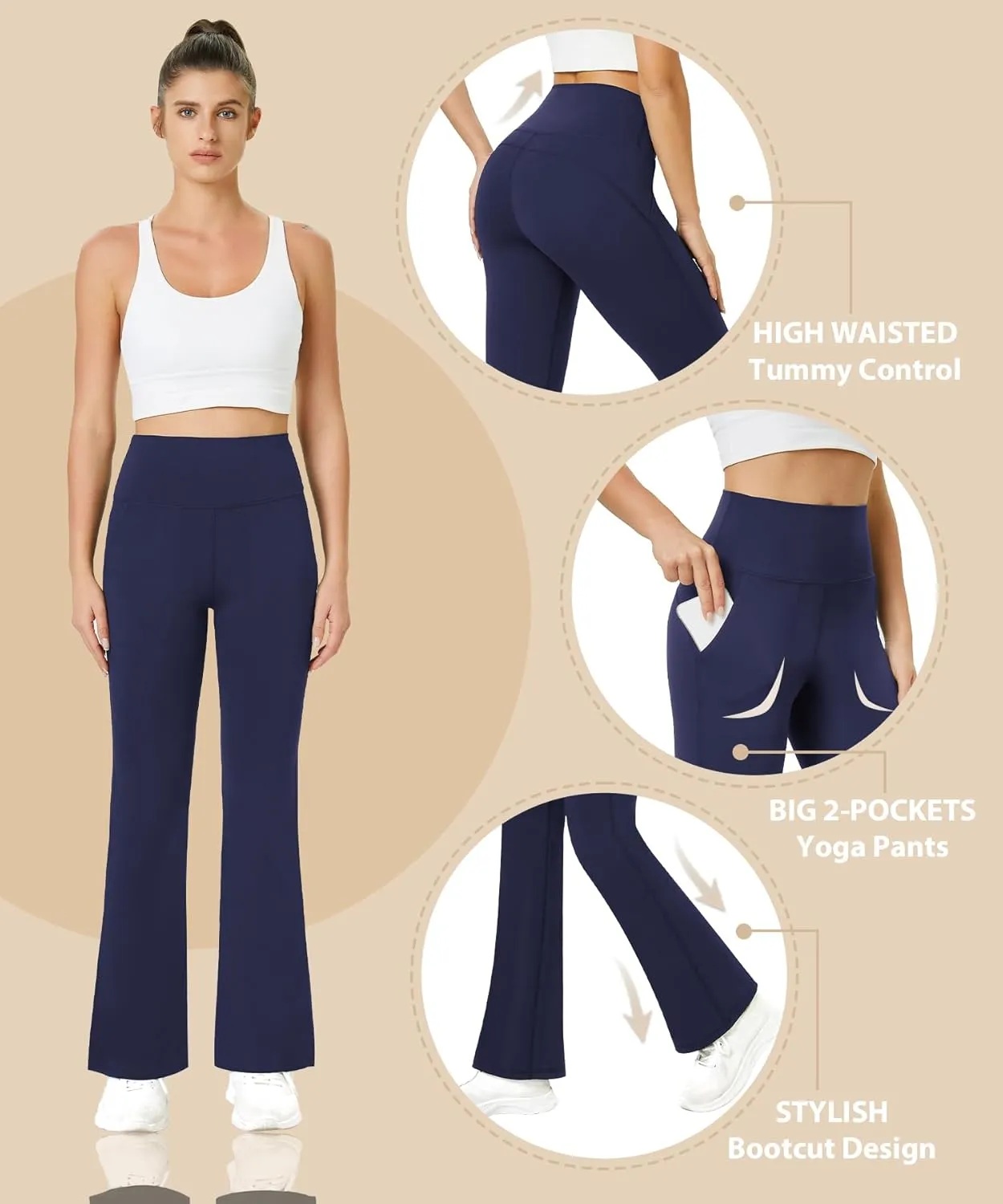 TOPYOGAS Women's Casual Yoga Pants with Pockets Tummy Control High Waist Leggings Workout Pants with Pockets