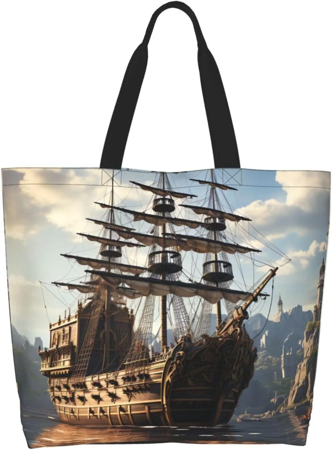 Tote Bag for Women Reusable Grocery Bag Shopping Bag Purple and Pattern Tote Bags Handbag Foldable Shoulder Bag
