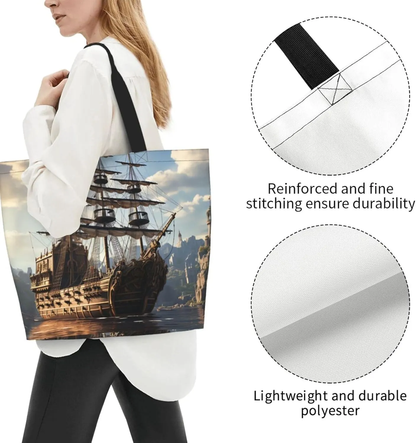 Tote Bag for Women Reusable Grocery Bag Shopping Bag Purple and Pattern Tote Bags Handbag Foldable Shoulder Bag