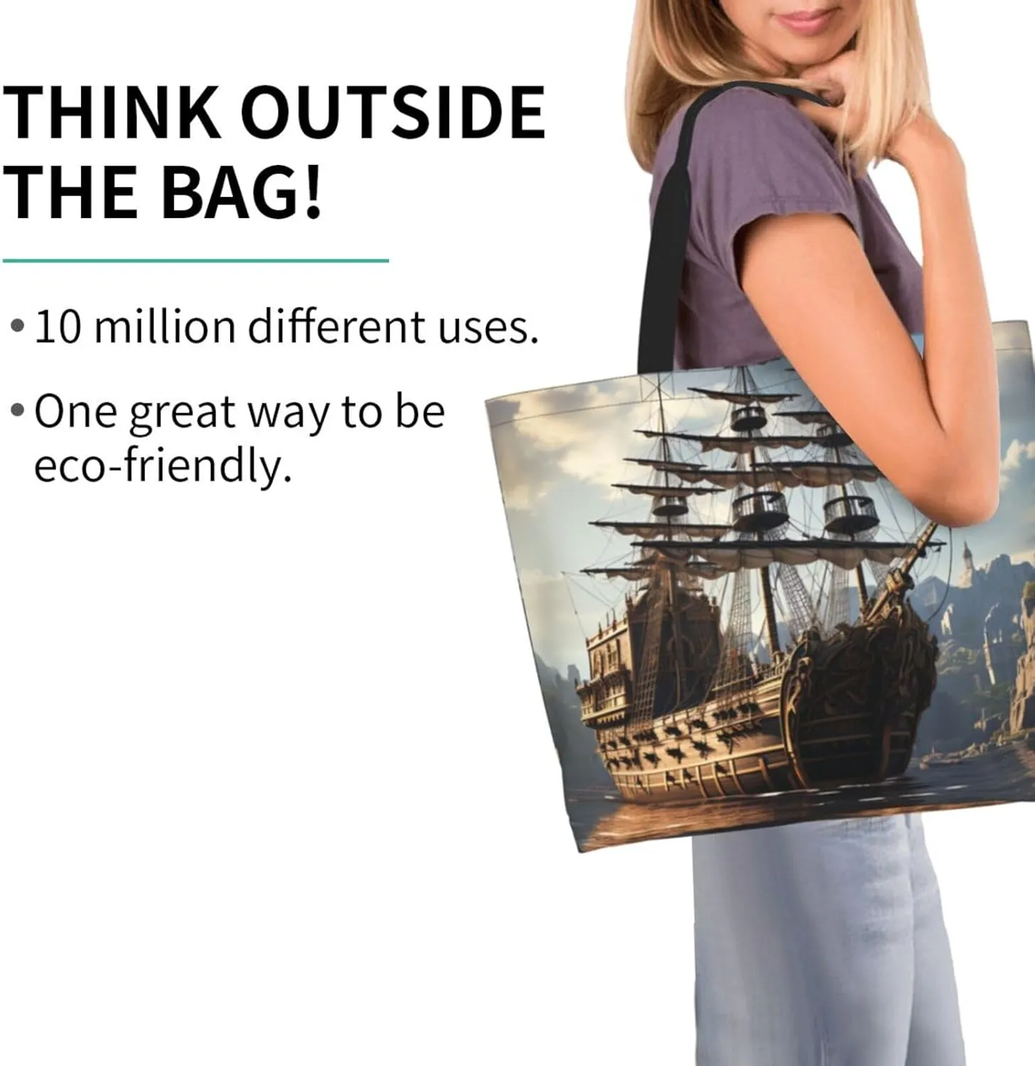 Tote Bag for Women Reusable Grocery Bag Shopping Bag Purple and Pattern Tote Bags Handbag Foldable Shoulder Bag