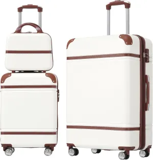 Travel Light with 3-Piece Hardshell Luggage Set, Spinner Suits with Expandable Feature, White