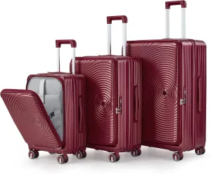 Travel Light with Expandable 3-Piece Luggage Set, Durable Hard Shell with Laptop Compartment, Spinner Wheels, Wine Red
