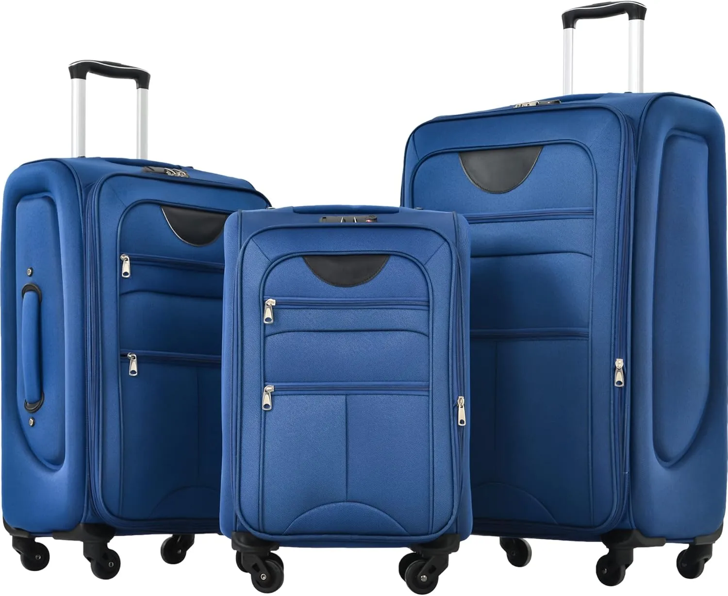 Travel Light with Expandable 3 Piece Luggage Set, Softshell Spinner Suitcases with TSA Lock, Organized Interior, Blue