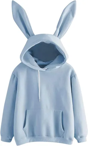 TUQIDEWU Womens Sweatshirt, Womens Hoodies Women Cute Bunny Ear Long Sleeve Fuzzy Rabbit Tops Sweatshirts Hoodie Jacket Coat