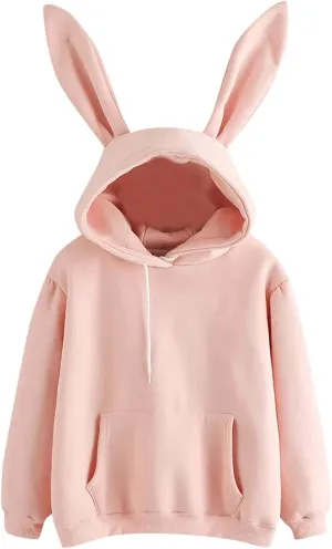 TUQIDEWU Womens Sweatshirt, Womens Hoodies Women Cute Bunny Ear Long Sleeve Fuzzy Rabbit Tops Sweatshirts Hoodie Jacket Coat