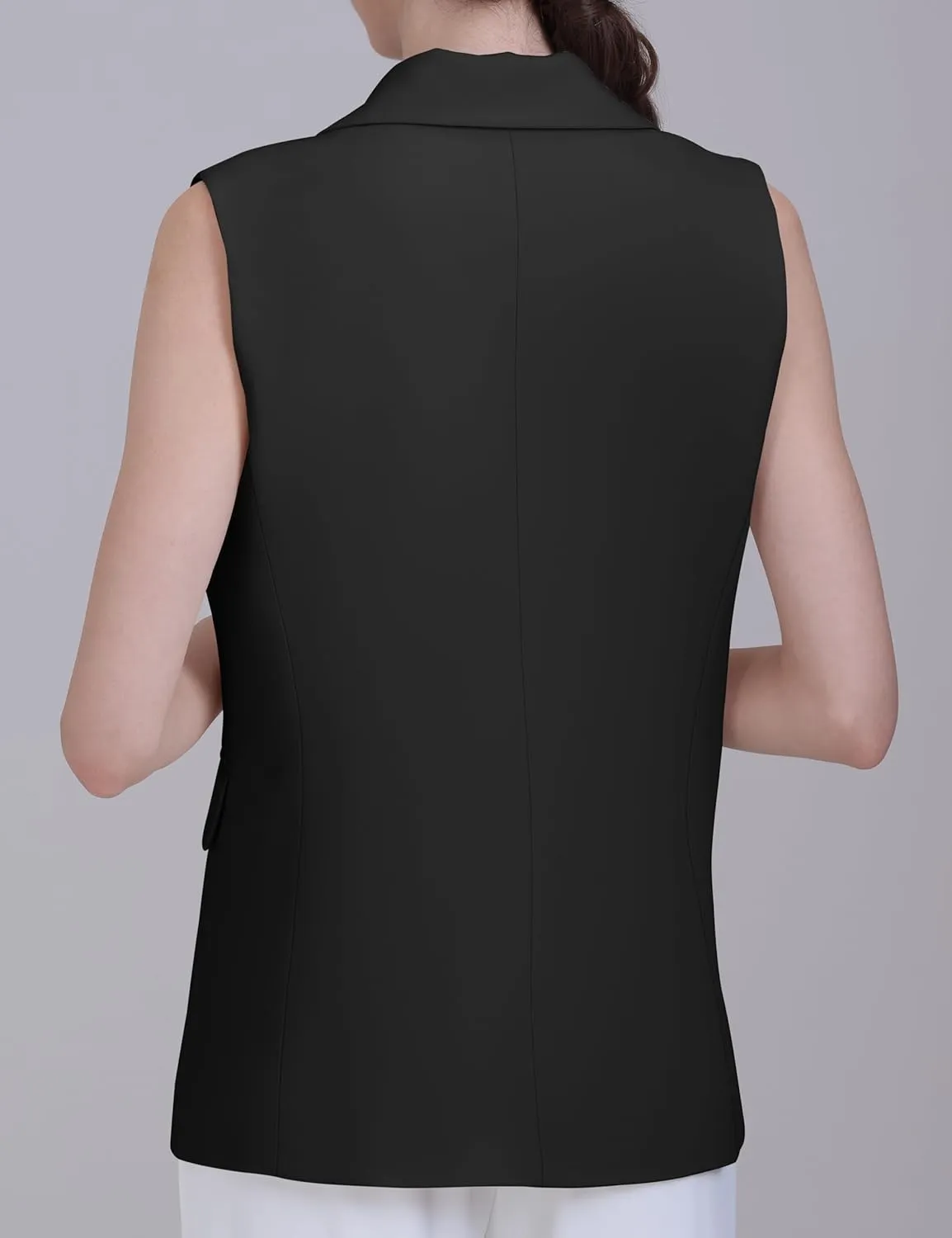 V VOCNI Sleeveless Blazer Vest for Women Vest Top Fully Lined One Button Casual Office Suit Vest Waistcoat