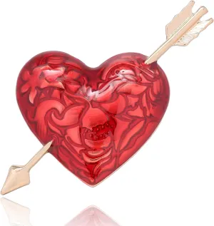 Valentine's Day Brooch Heart Shape Cupid's Arrow Enamel Brooches Elegant Red Pin Brooch for Women Gift