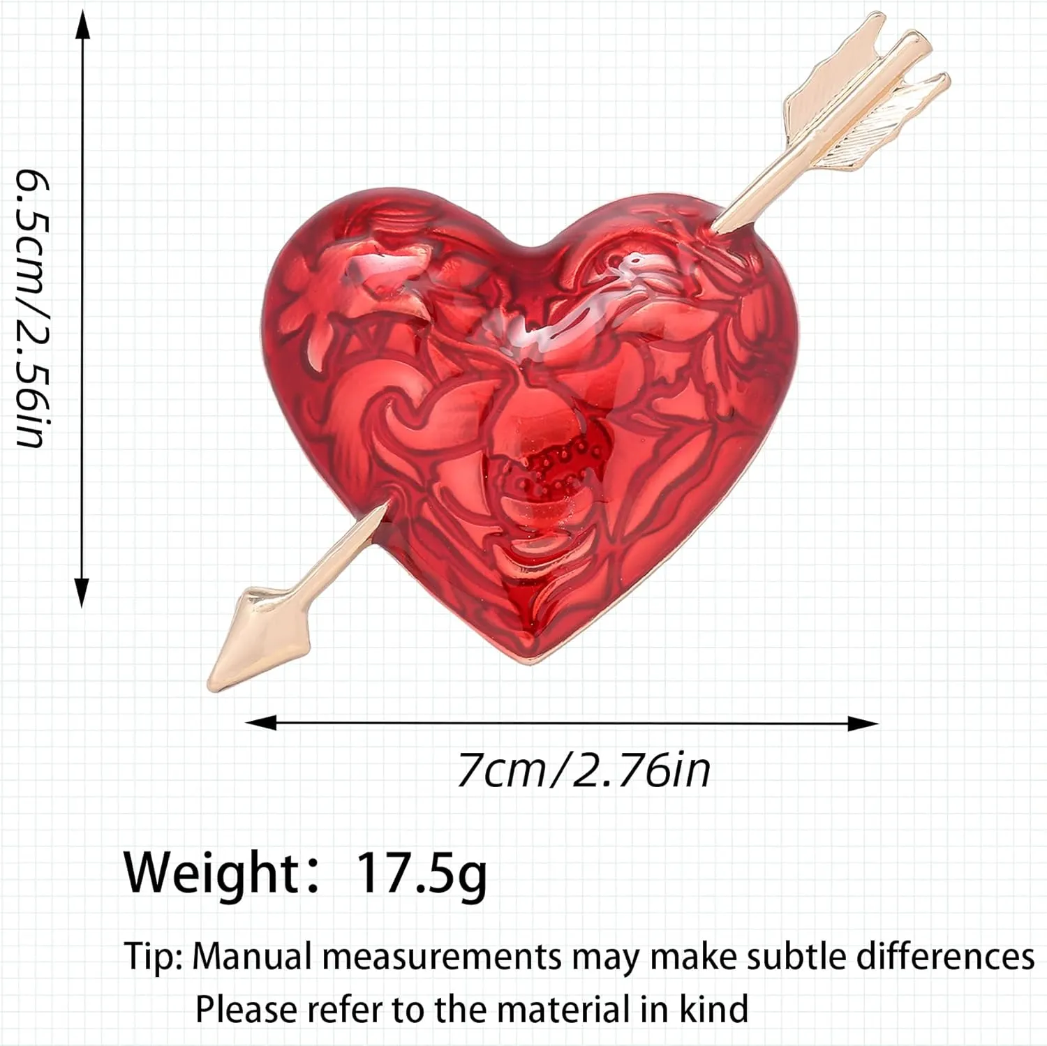 Valentine's Day Brooch Heart Shape Cupid's Arrow Enamel Brooches Elegant Red Pin Brooch for Women Gift