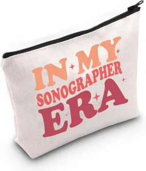 VAMSII Sonographer Makeup Bag - Sonography Tech Gifts for Women Radiologist Graduation - In My Sonographer Era (Beige)