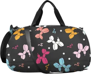 VIGTRO Cute Dog Balloon Cartoon Kids Overnight Travel Duffel Bag Sport Gym Bag for Boys Girls with Shoe Compartment, Carry On Weekender Luggage Bag for Dance Swim Yoga
