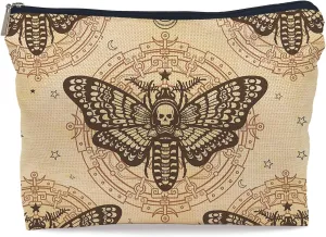 Vintage Moth Dead Head Makeup Bag, Witchy Gifts Witch Makeup Bag Cosmetic Bags for Women, Gothic Small Makeup Cosmetic Bag for Purse