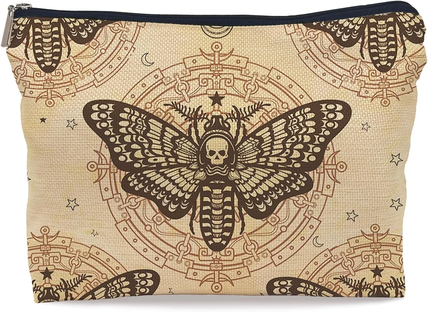 Vintage Moth Dead Head Makeup Bag, Witchy Gifts Witch Makeup Bag Cosmetic Bags for Women, Gothic Small Makeup Cosmetic Bag for Purse
