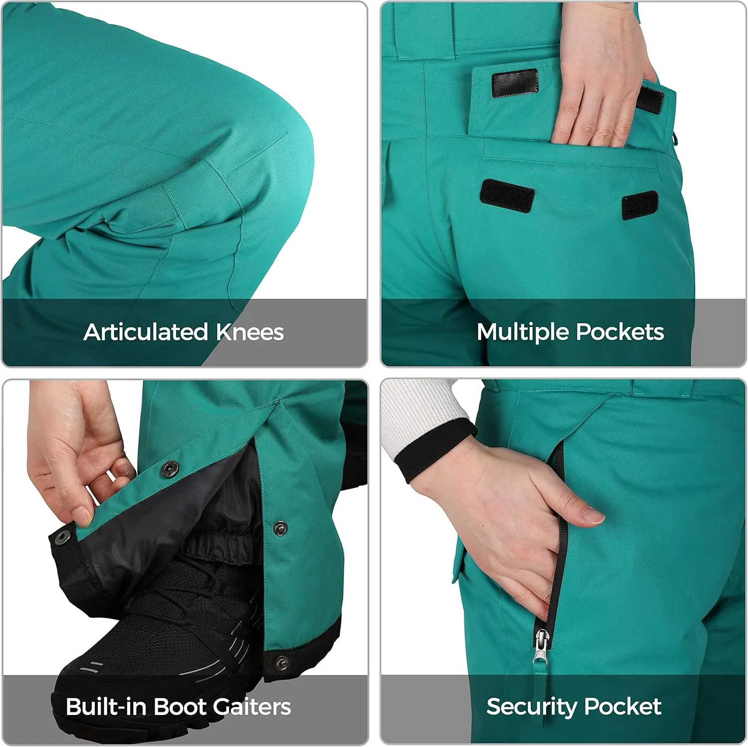 Wantdo Women's Mountain Insulated Snow Waterproof Ski Pants Winter Outdoor Cargo Pants