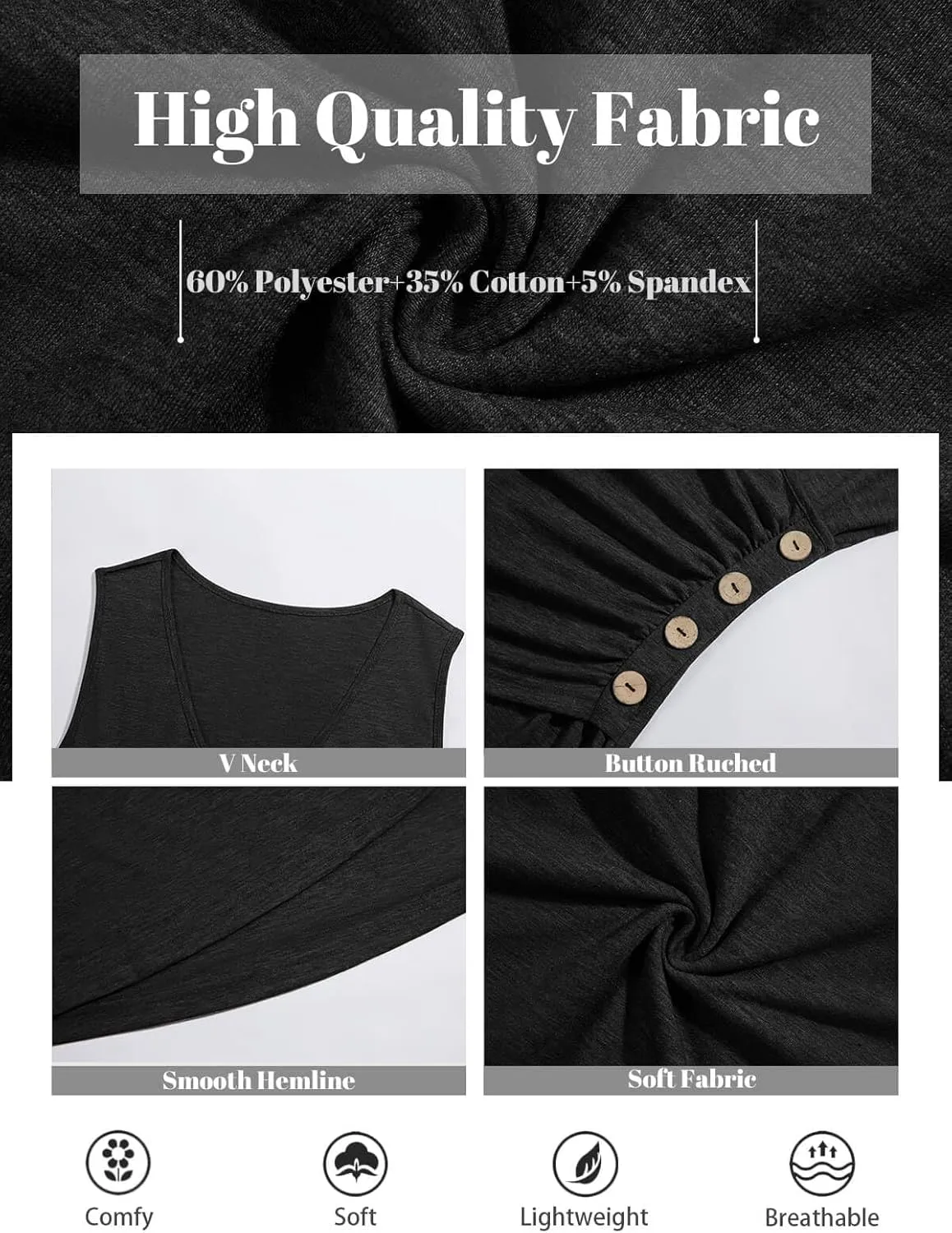 Wihion Women Sleeveless Blouse Wrap Tank Tops V Neck Ruched Tops Cross Front Surplice Wrap Shirts