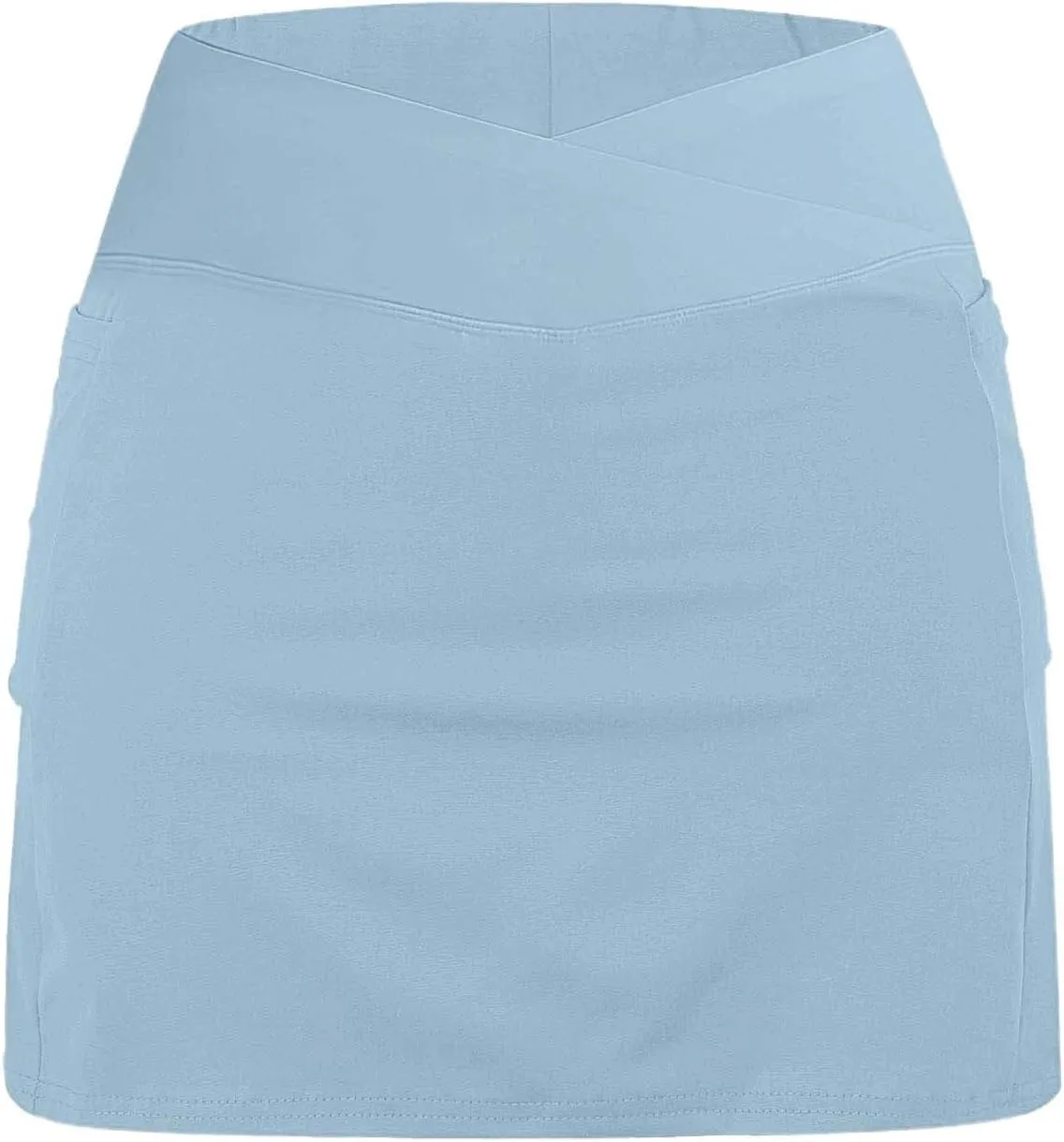 Women Athletic Tennis Skorts with Pockets 2 in 1 Golf Skirt Crossover High Waisted Sports Skorts Built-in Shorts