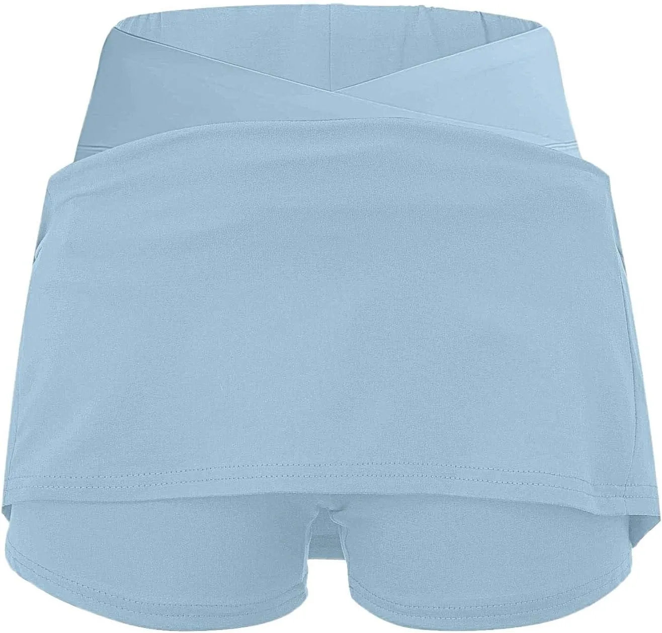 Women Athletic Tennis Skorts with Pockets 2 in 1 Golf Skirt Crossover High Waisted Sports Skorts Built-in Shorts
