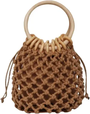 Women Crossbody Bags Summer Straw Woven Rattan Beach Bag Ladies Purses Handbag Wrist Pack Handle Female Bucket Tote Bag