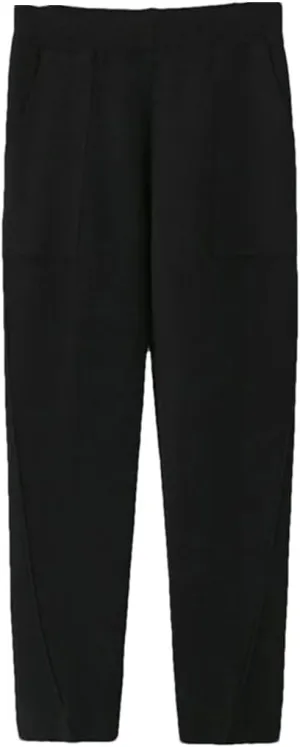 Women Fall Winter Knit Harem Pants High Waist Elastic Casual Solid Ankle Length Trousers with Pockets