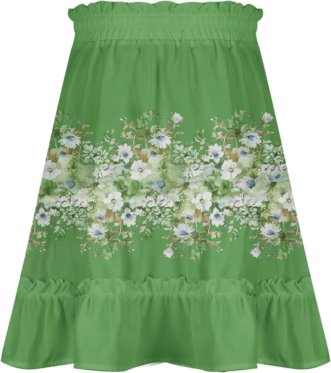 Women Summer Boho Floral Skirts 2025 Trendy Beach Mini Skirt Elastic Waist Tiered Ruffle Pleated Skirts