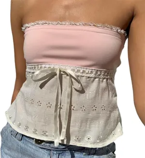 Women Y2k Backless Crop Top Sexy Tie Up Spaghetti Strap Camisole Shirt Cute Summer Tops