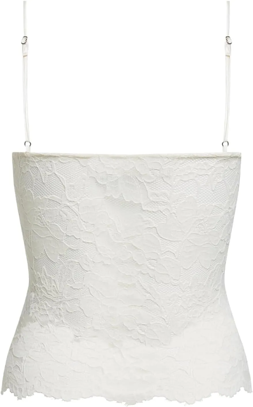 Women Y2k Sheer Lace Crop Tank Tops See Through Mesh Cami Sleeveless Spaghetti Strap Camisoles Going Out Bustier Top