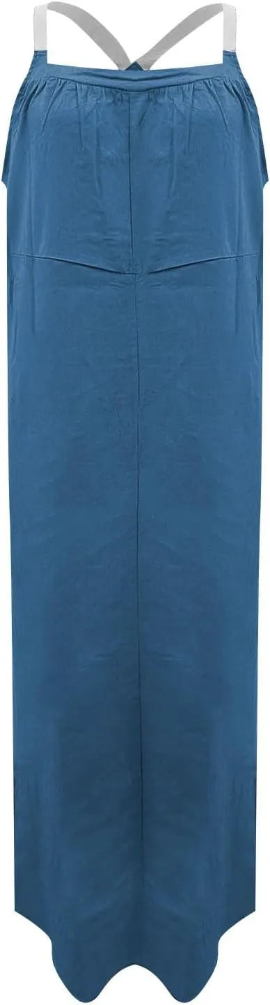 Womens Boho Maxi Dress Summer Sleeveless Cotton Linen Overall Dress Sexy Elegant Spaghetti Strap Beach Party Sundress