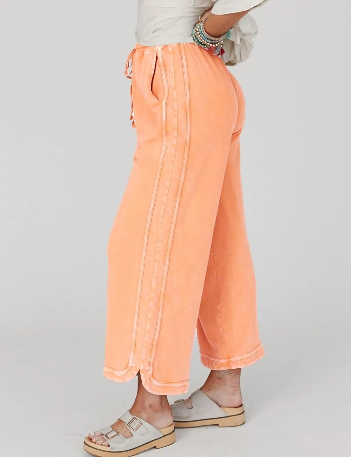 Women's Casual Wide Leg Pants High Waist Drawstring Sweatpants Baggy Athletic Trousers with Pockets