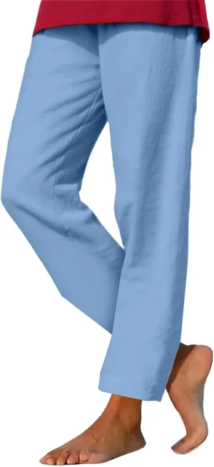 Womens Cotton Linen Pants Casual Summer 2025 Straight Loose High Waisted Drawstring Elastic Pant Beach Daily Trouser