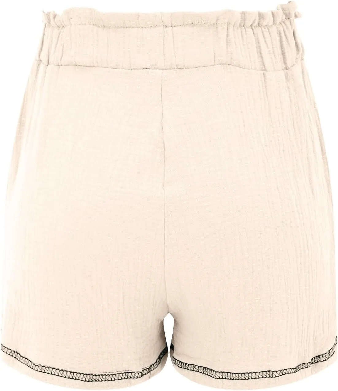 Womens Cotton Shorts Elastic High Waisted Loose Fit Casual Paper Bag Shorts with Pockets Comfy Beach Summer Short Pants 2024