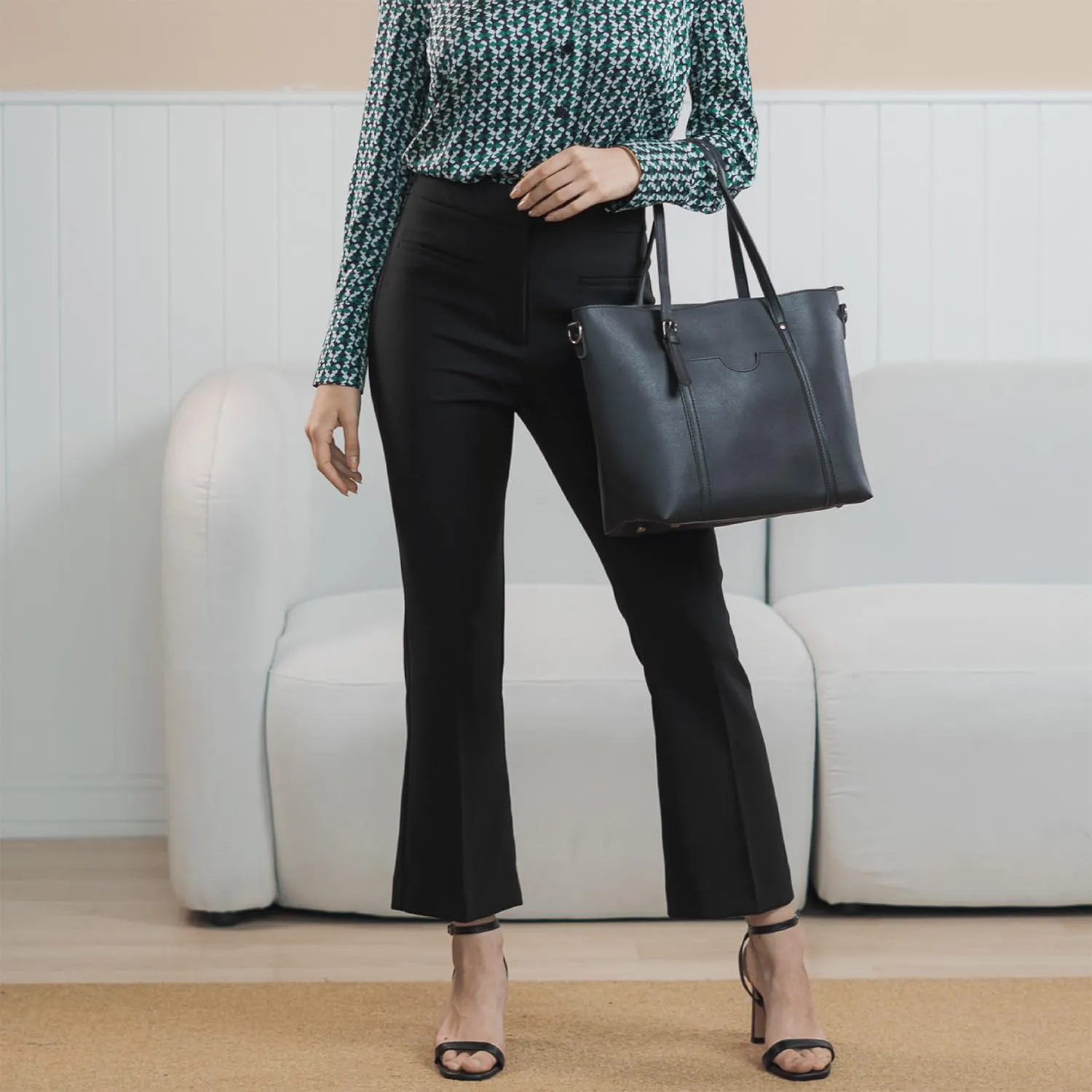 Womens Cropped Pants 2025 Petite Small Size Flared Bootcut High Waist Work Slacks Slim Fit Trousers Office Casual Summer Wear