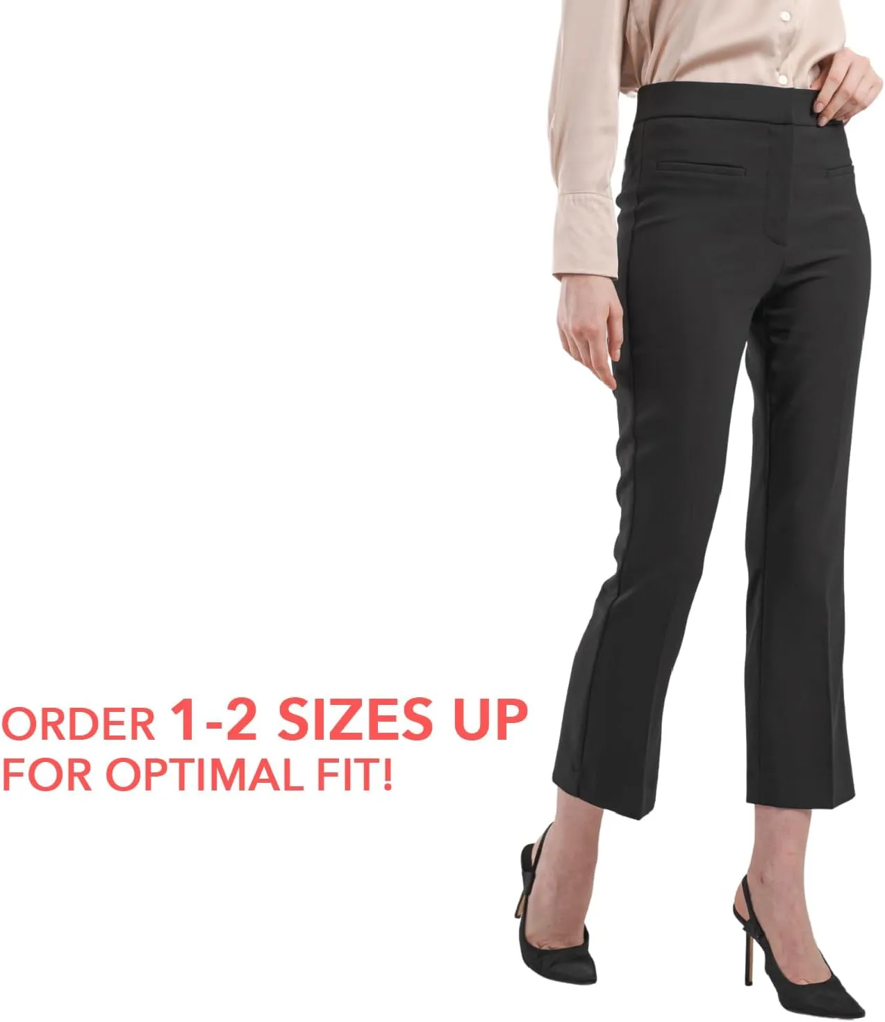 Womens Cropped Pants 2025 Petite Small Size Flared Bootcut High Waist Work Slacks Slim Fit Trousers Office Casual Summer Wear
