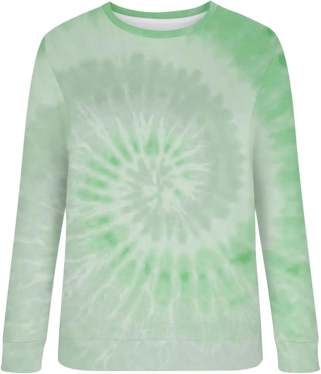Womens Long Sleeve Crewneck Sweatshirt Trendy 2024 Tie Dye Print Regular Fit Pullover Tops Fall Fashion Sweatshirts