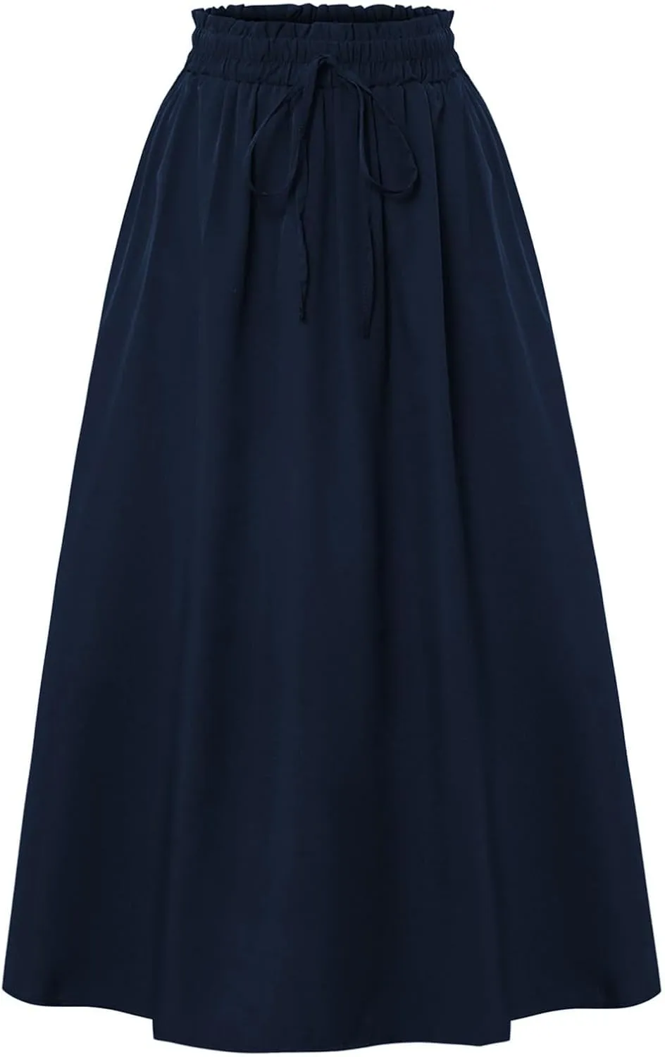Women's Maxi Skirt Summer Trendy Elastic High Waisted Boho Casual Beach Flowy Swing Long Skirts with Pockets