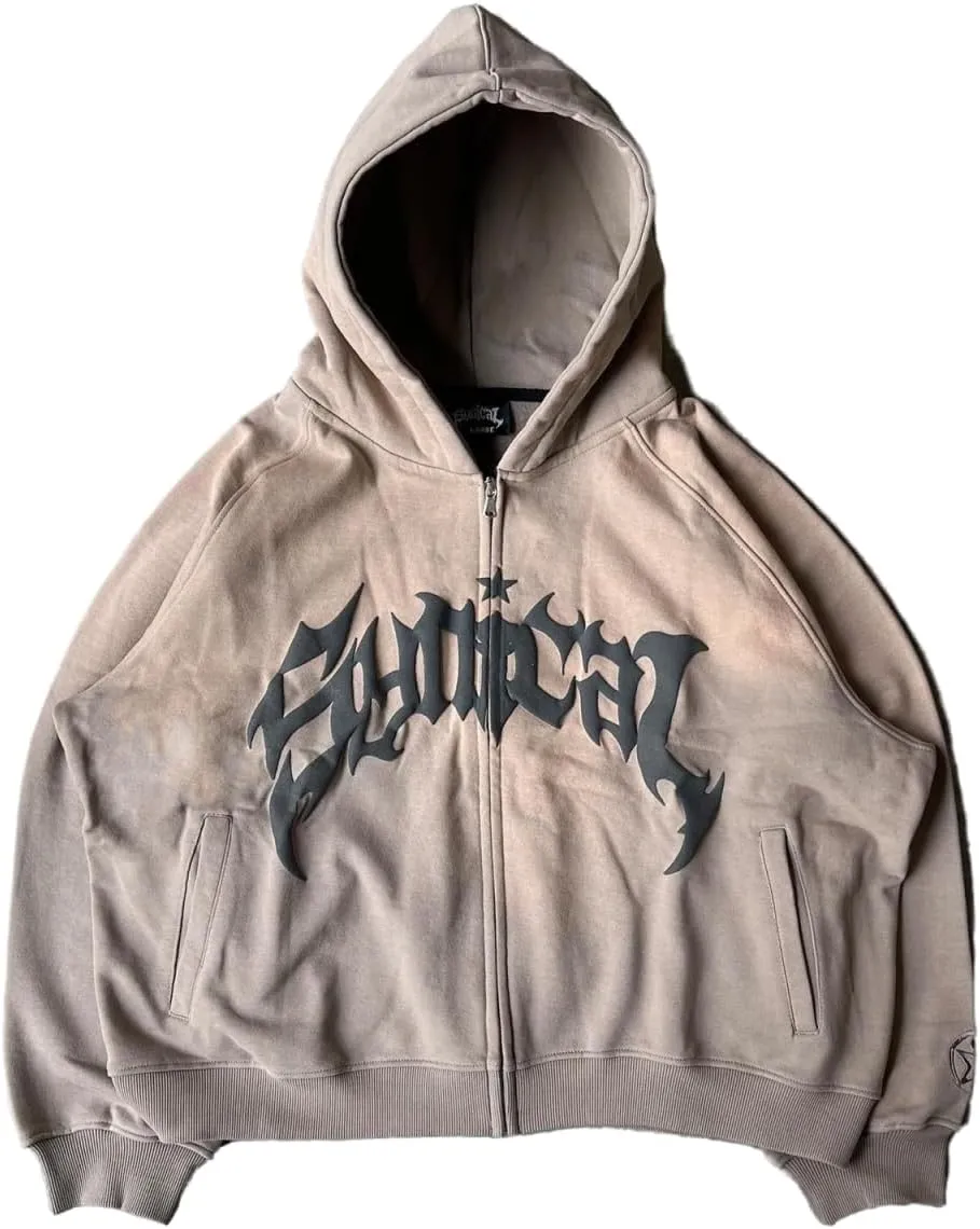 Womens Men Zip Up Hoodies Fashion Y2K Fleece Sweatshirts Pullover Harajuku Graphic Oversized Aesthetic Hoodie Jacket