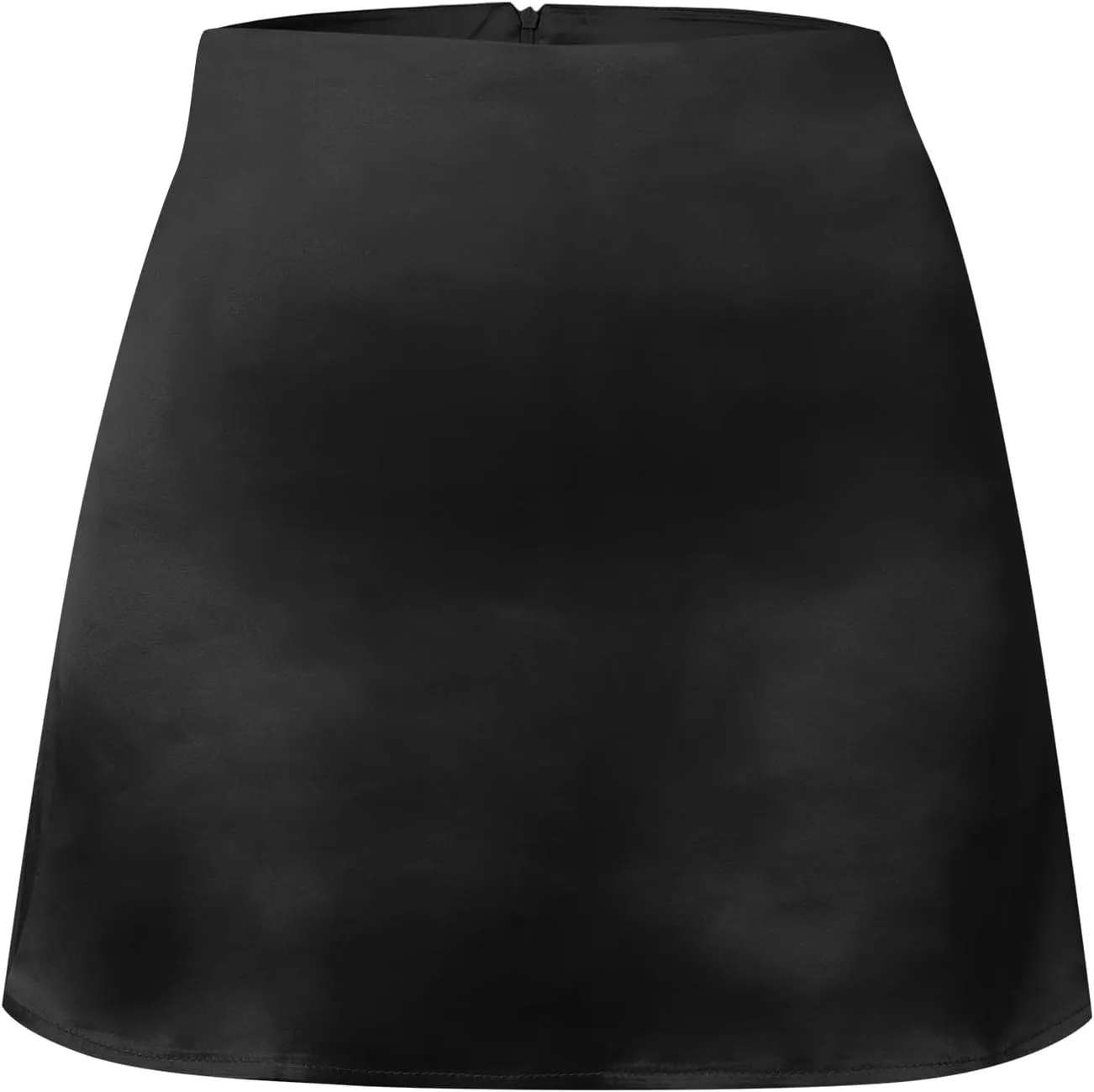 Women's Mini Skirts Casual High Waisted Stain Silk A-Line Zipper Fall Short Skirt Rave Festival Party Skirts