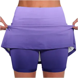 Women's Mini Tennis Skirts Golf Skorts Gradient Color High Waisted Athletic Skort Running Workout Built-in Shorts