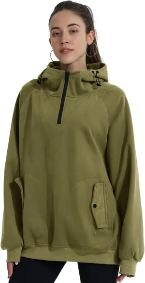 Womens Oversized Half Zip Cropped Hoodies Sweatshirts Long Sleeve Sweaters Pullover Fall Outfits Winter Clothes