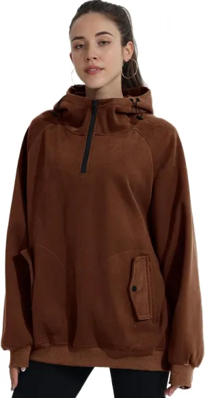 Womens Oversized Half Zip Cropped Hoodies Sweatshirts Long Sleeve Sweaters Pullover Fall Outfits Winter Clothes
