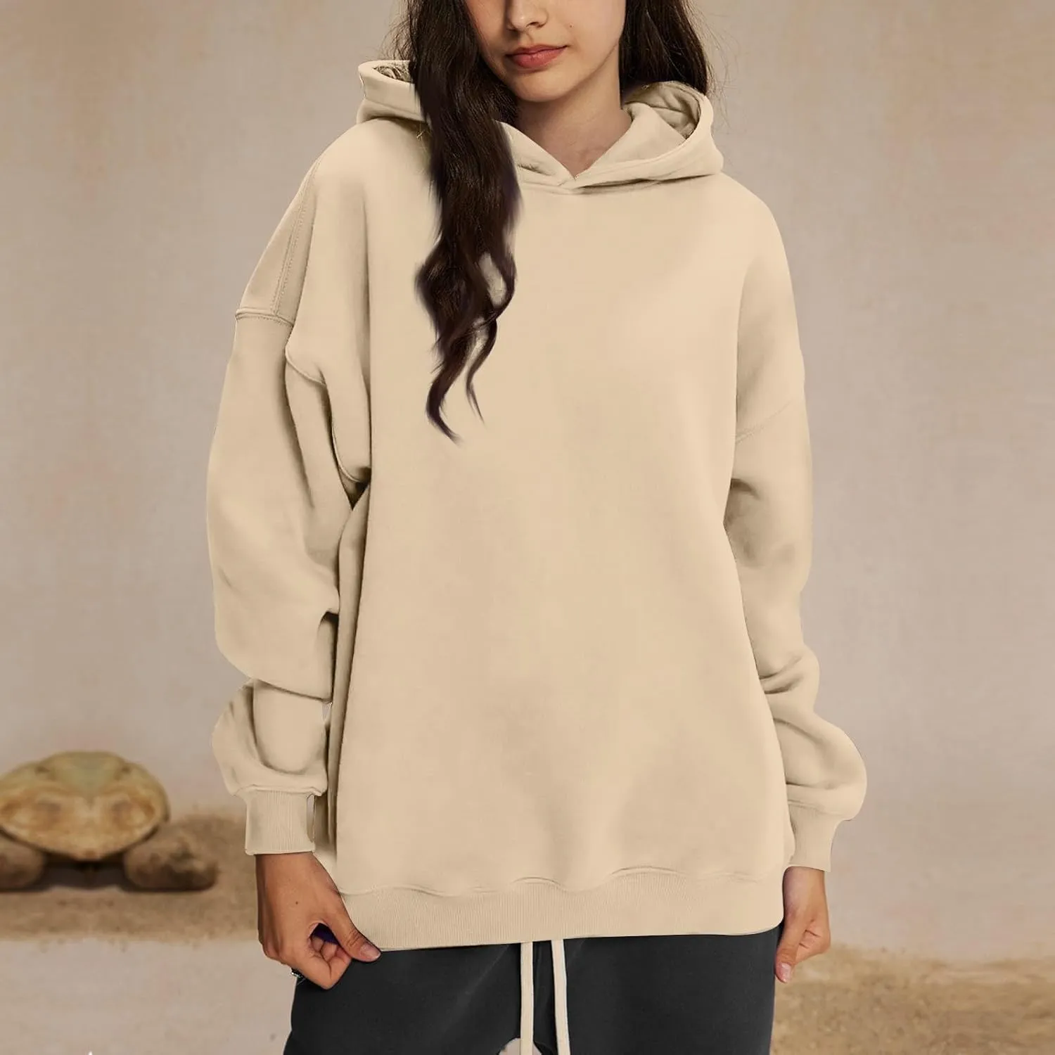 Womens Oversized Hoodies Pullover Comfy Fleece Lined Hooded Sweatshirts Drop Shoulder Winter Sweaters Y2k Hoodie
