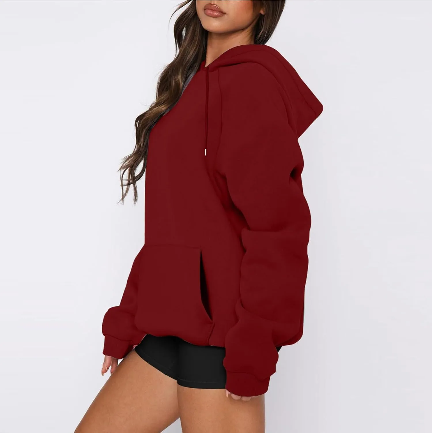 Womens Oversized Hoodies Winter Cute Sweatshirts Drawstring Fleece Hoodie Pullover 2024 Fashion Tops Trendy Outfits