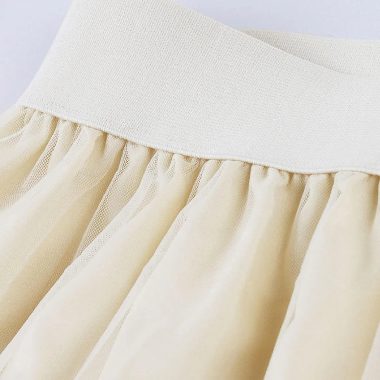 Women's Party Cocktail 2024 Summer Fairy Skirt Elastic High Waist Pleated Mesh Flowy Layered A-Line Tulle Midi Skirts
