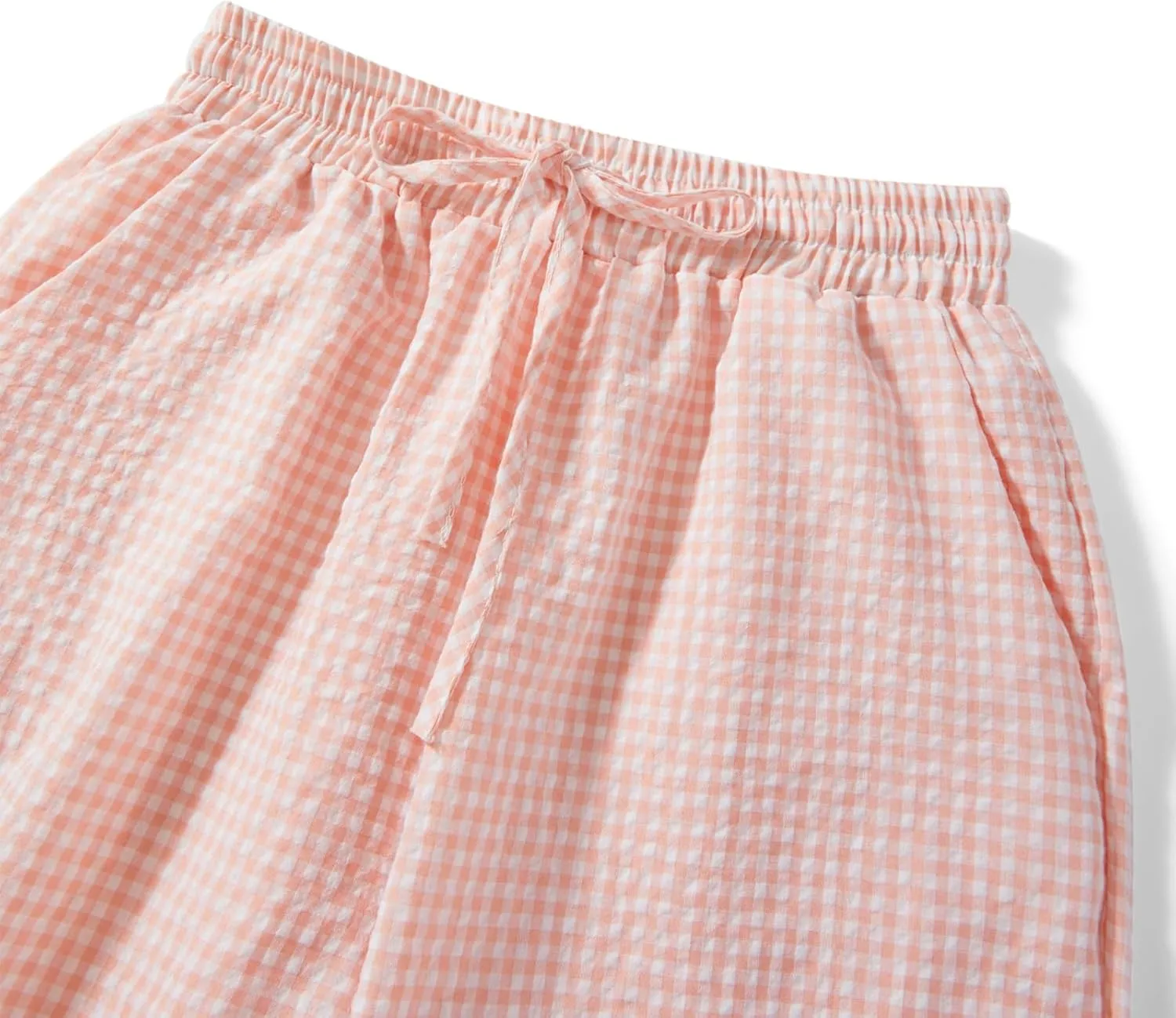 Women's Plaid Pajama Pants Y2K Gingham Wide Leg Lounge Pants High Waist Drawstring Pjs Trousers with Pockets
