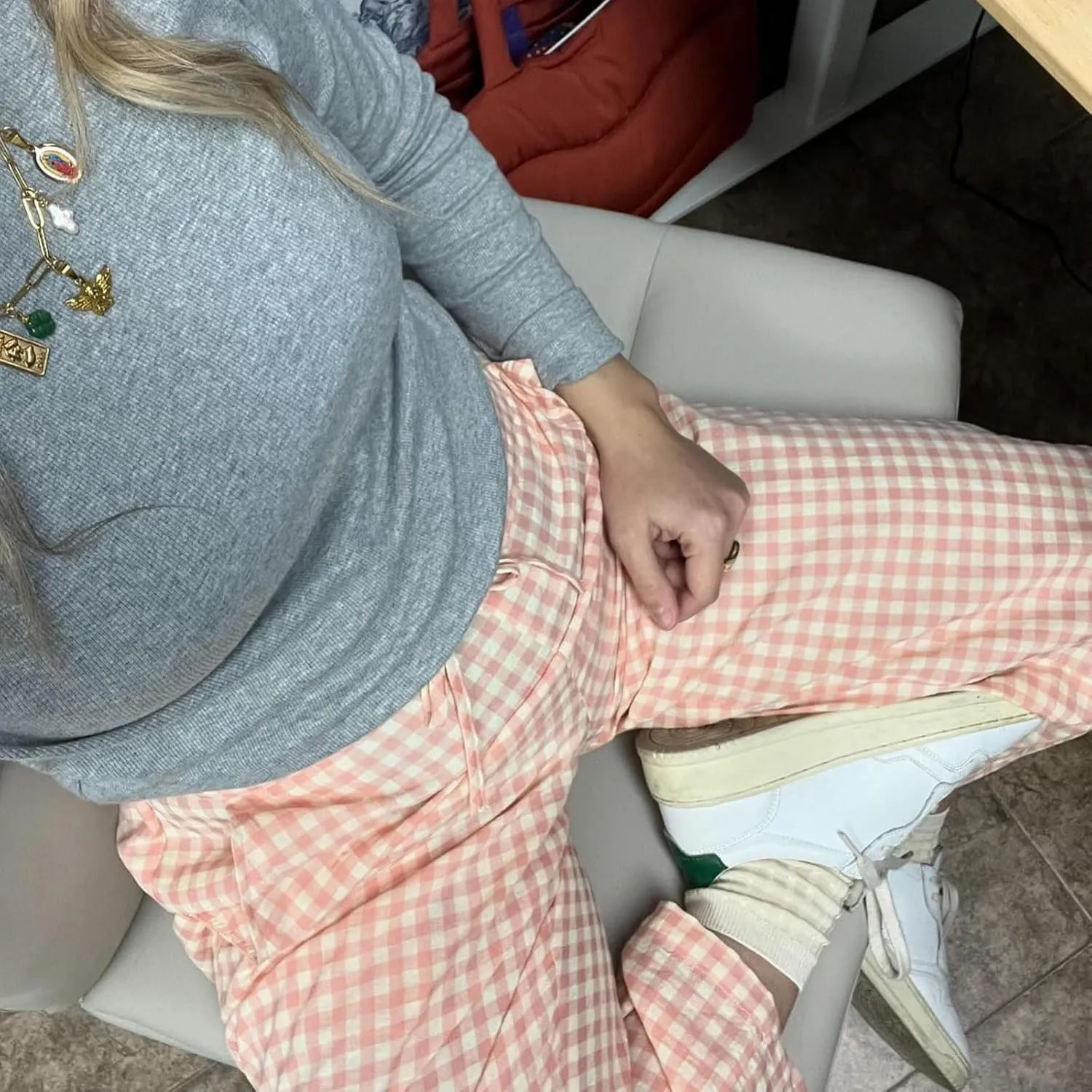 Women's Plaid Pajama Pants Y2K Gingham Wide Leg Lounge Pants High Waist Drawstring Pjs Trousers with Pockets