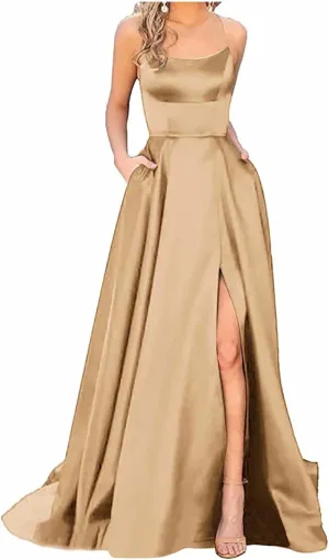 Women's Plus Size Chiffon Off Shoulder Formal Dress with Side Slit Spaghetti Straps Prom Dress Elegant Maxi Dress