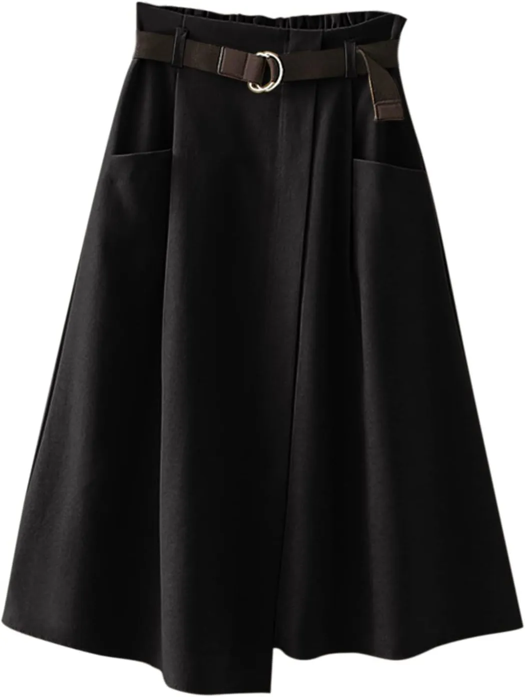 Womens Retro Skirt Skirts for Women Trendy Ruffle Layered Pleated Skirts Solid Ankle Length Midi Skirt Elastic