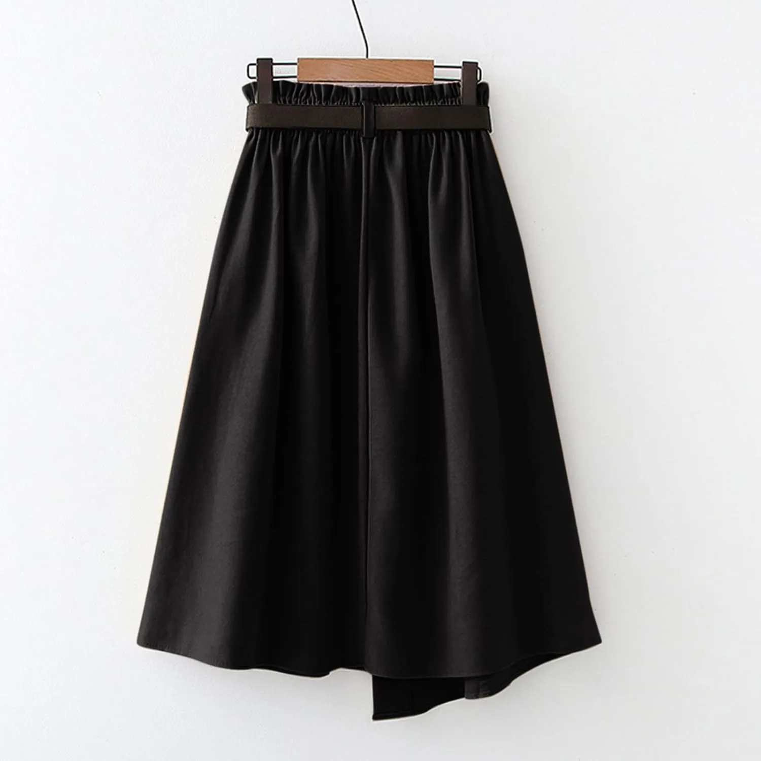 Womens Retro Skirt Skirts for Women Trendy Ruffle Layered Pleated Skirts Solid Ankle Length Midi Skirt Elastic