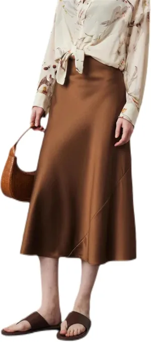 Women's Satin Elastic High Waisted Maxi Skirt Summer Fall Winter Silk A-Line Casual Formal Work Skirts
