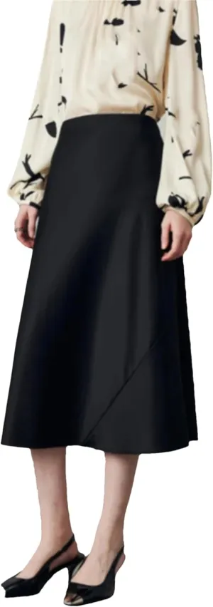 Women's Satin Elastic High Waisted Maxi Skirt Summer Fall Winter Silk A-Line Casual Formal Work Skirts