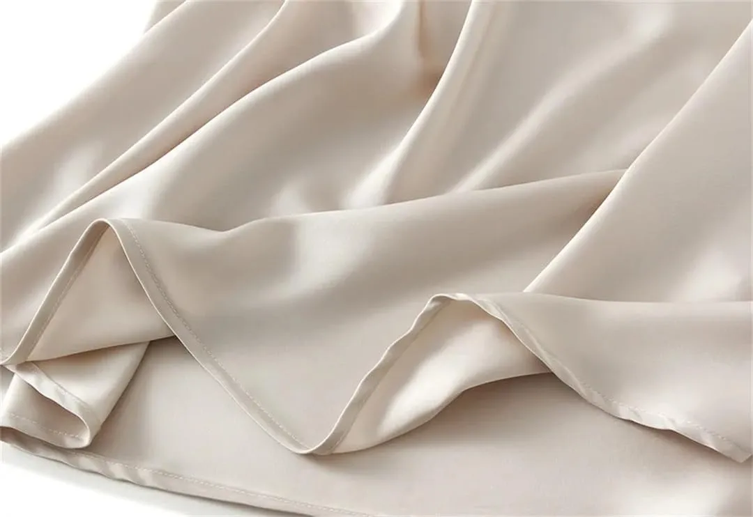 Women's Silk Satin Midi Skirts High Waist Elastic Vintage Maxi Skirts Loose A Line Skirt