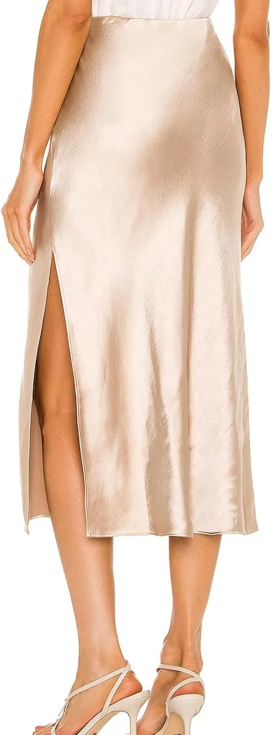Women's Skirts Elastic Waist High Pure Color Split in The Dress Clothing Spring Outfits